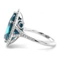 Natural Blue Zircon 14.75 carats set in 14K White Gold Ring with 0.43 carats Diamonds 