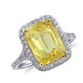Natural Unheated Yellow Sapphire 7.02 carats set in 14K White and Yellow Gold with 0.38 carats Diamonds