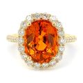 Natural Mandarin Garnet 5.98 carats set in 18K Yellow Gold Ring with 0.84 carats Diamonds 