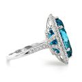 Natural Blue Zircon 11.67 carats set in 14K White Gold Ring with 0.83 carats Diamonds 