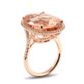 Natural Morganite 17.30 carats set in 14K Rose Gold Ring with 0.44 carats Diamonds 