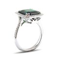Natural Green Tourmaline 5.84 carats set in 14K White Gold Ring with 0.26 carats Diamonds 