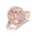Natural Morganite 4.14 carats set in 14K Rose Gold Ring with 0.32 carats Diamonds 
