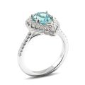 Natural Aquamarine 1.52 carats set in 14K White Gold Ring with 0.47 carats Diamonds