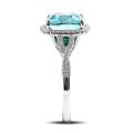 Natural Blue Zircon 9.41 carats set in 14K White Gold Ring with 0.29 carats Diamonds 