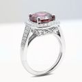 Natural Pink Zircon 5.44 carats set in 14K White Gold Ring with 0.58 carats Diamonds 