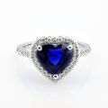 Natural Blue Sapphire 4.16 carats set in 18K White Gold Ring with 0.38 carats Diamonds / GIA Report