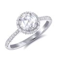 Natural Rose Cut Diamond 0.95 carats set in 18K White Gold Ring with 0.34 carats of Accent Diamonds / IGI Report