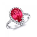 Natural Unheated Pink Spinel 4.22 carats set in Platinum Ring with 0.38 carats Diamonds / GRS Report