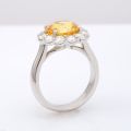 Natural Yellow Sapphire 5.17 carats set in Platinum Ring with 1.39 carats  Diamonds / GIA Report