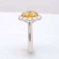 Natural Yellow Sapphire 5.17 carats set in Platinum Ring with 1.39 carats  Diamonds / GIA Report