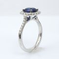 Natural Unheated Blue Sapphire 2.38 carats set in Platinum Ring with 0.42 carats Diamonds/ GIA Report
