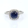 Natural Unheated Blue Sapphire 2.38 carats set in Platinum Ring with 0.42 carats Diamonds/ GIA Report