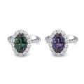 Natural Alexandrite with excellent color change 4.62 carats set in Platinum Ring with Diamonds / GIA Report