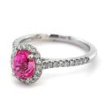Natural Pink Sapphire 1.56 carats set in Platinum Ring with 0.28 carats Diamonds / GIA Report