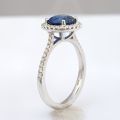 Natural Unheated Blue Sapphire 2.25 carats set in 14K White Gold Ring with  0.30 carats Diamonds / GIA Report