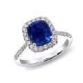 Unheated Blue Sapphire 2.41 carats set in 14K White Gold Ring with 0.38 carats Diamonds / GIA Report
