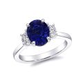 Natural Unheated Blue Sapphire 2.73 carats set in Platinum Ring with Diamonds / GIA Report 