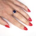 Unheated Blue Sapphire 2.72 carats set in Platinum Ring with 0.34 carats Diamonds  / GIA Report
