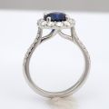 Natural Unheated Blue Sapphire 2.10 carats set in Platinum Ring with 0.77 carats Diamonds  / GIA Report