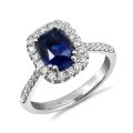 Natural Unheated Blue Sapphire 2.33 carats set in Platinum Ring with 0.40 carats Diamonds / GIA Report