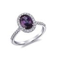 Natural Alexandrite with excellent color change 1.35 carats set in Platinum Ring with Diamonds / GIA Report