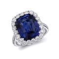 Natural Blue Sapphire 8.59 carats set in Platinum Ring with 1.18 carats Diamonds / GRS Report