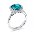 Natural Indicolite 2.52 carats set in 18K White Gold Ring with 0.65 carats Diamonds 