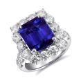 Natural Blue Sapphire 8.18 carats set in Platinum Ring with 3.06 carats Diamonds / GIA Report