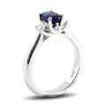 Natural Blue Sapphire 1.21 carats set in 18K White Gold Ring with 0.25 carats Diamonds 