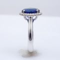 Natural Blue Sapphire 4.05 carats set in 18K White Gold Ring with 0.23 carats Diamonds / GIA Report