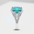 Natural Green Tourmaline 8.59 carats set in 18K White Gold Ring with 0.37 carats Diamonds 