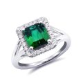 Natural Green Tourmaline 2.85 carats set in 18K White Gold Ring with 0.20 carats Diamonds 