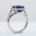 Natural Blue Sapphire 8.54 carats set in Platinum Ring with 0.51 carats Diamonds / GIA Report