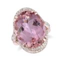 Natural Morganite 21.19 carats set in 14K Rose Gold Ring with 1.21 carats Diamonds