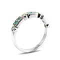 Natural Mozambique Paraiba Tourmalines 0.13 carats set in 14K White Gold Stackable Ring with 0.15 carats Diamonds 