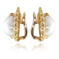 Van Cleef and Arpels Estate Natural Unheated Pearls and Diamonds set in 18K Yellow Gold Earrings with GIA Report