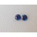 Natural Heated Blue Sapphire Pair blue color round shape 2.73 carats / great to make earrings