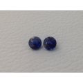 Natural Heated Blue Sapphire Pair vivid blue color round shape 1.77 carats 
