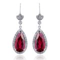 Natural Fire Engine Red Rubellites 5.67 carats set in 18K White Gold Earrings with 0.44 carats Diamonds 