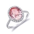 Natural Heated Padparadscha Sapphire 4.22 carats set in Platinum Ring with 0.44 carats Diamonds / GRS Report