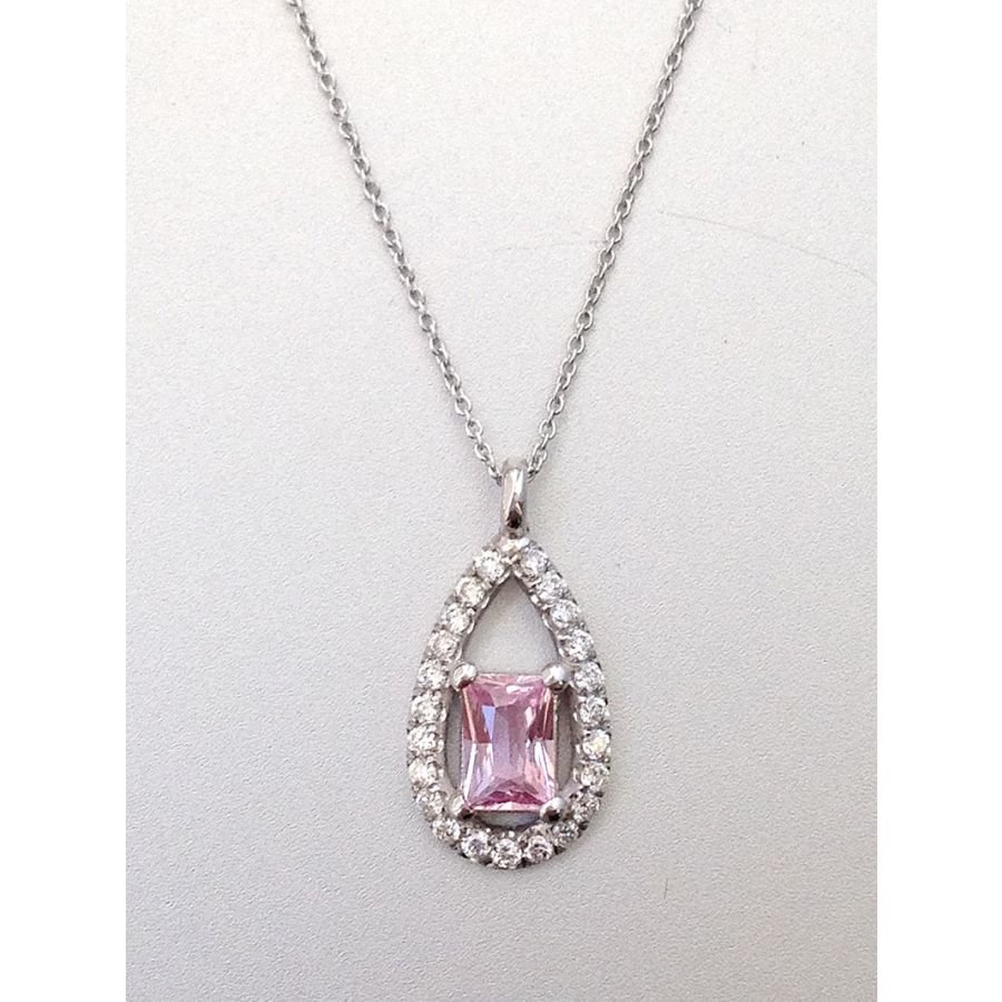 Natural Unheated Padparadscha Sapphire 0.51 carats set in 14K White Gold Pendant with 0.23 carats Diamonds/ GRS Report 