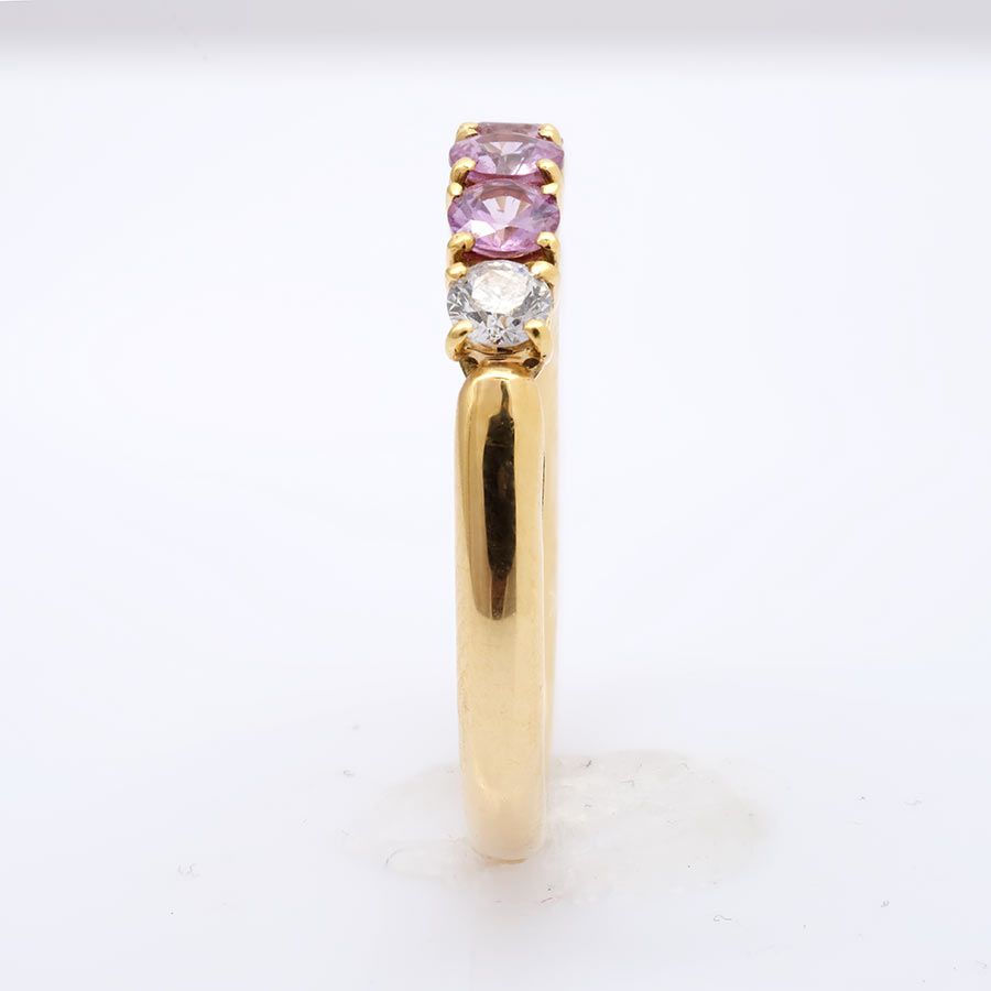 Natural Pink Sapphires 0.52 carats set in 18K Yellow Gold Ring with 0.20 carats Diamonds