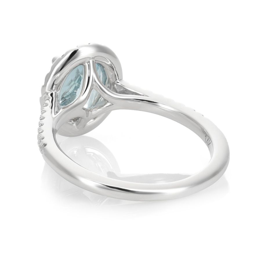 Natural Aquamarine 0.61 carats set in 14K White Ring with 0.17 Diamonds