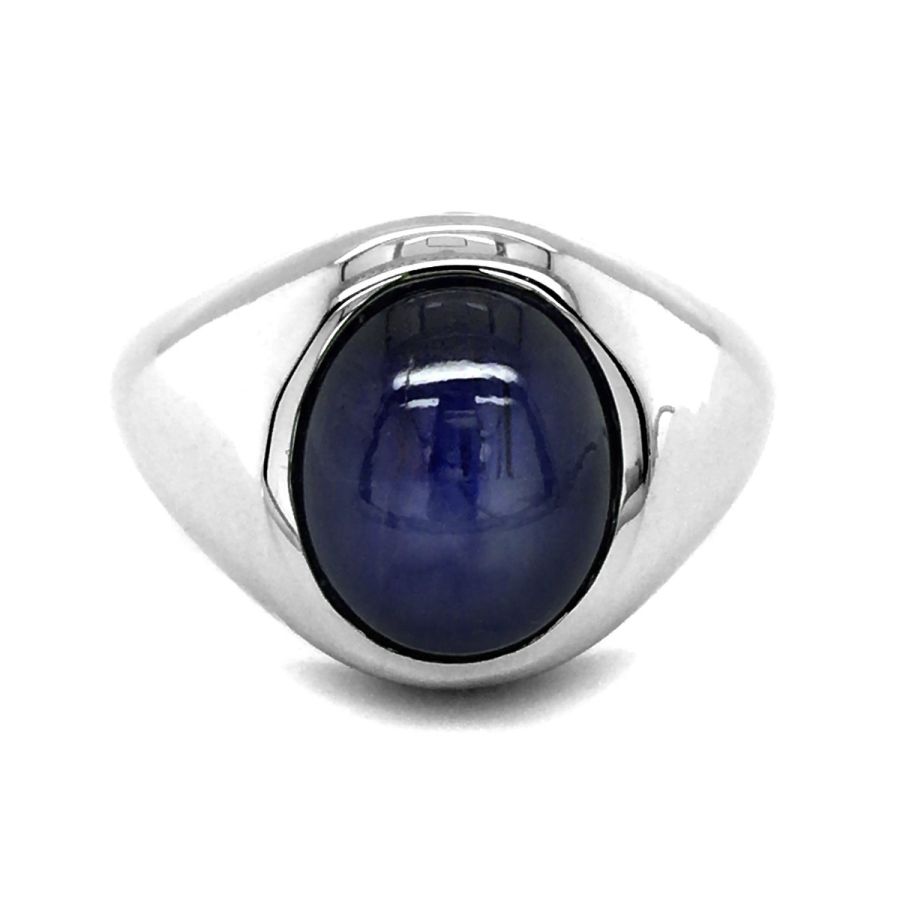 Natural Burma Blue Star Sapphire 11.37 carats set in 14K White Gold Men's Ring
