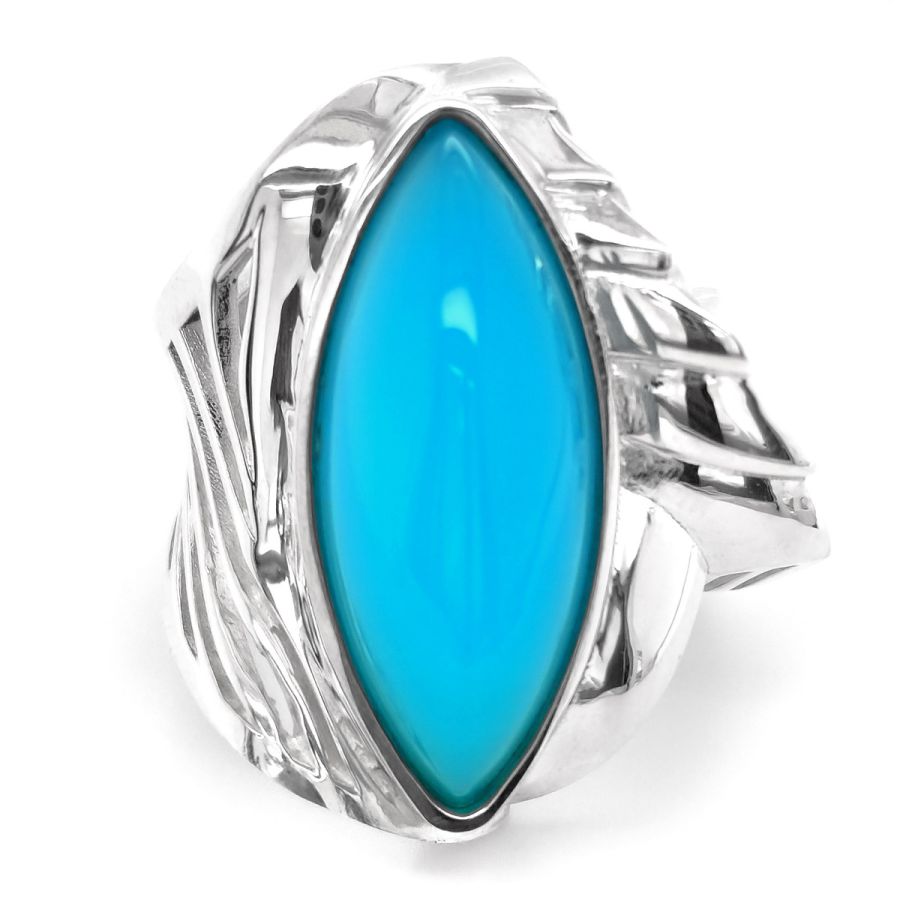 "Paraiba" color Agate 11.53 carats set in Silver Ring