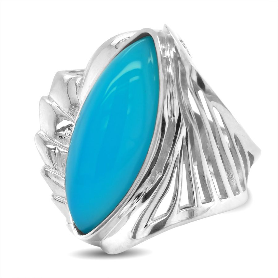 "Paraiba" color Agate 11.53 carats set in Silver Ring