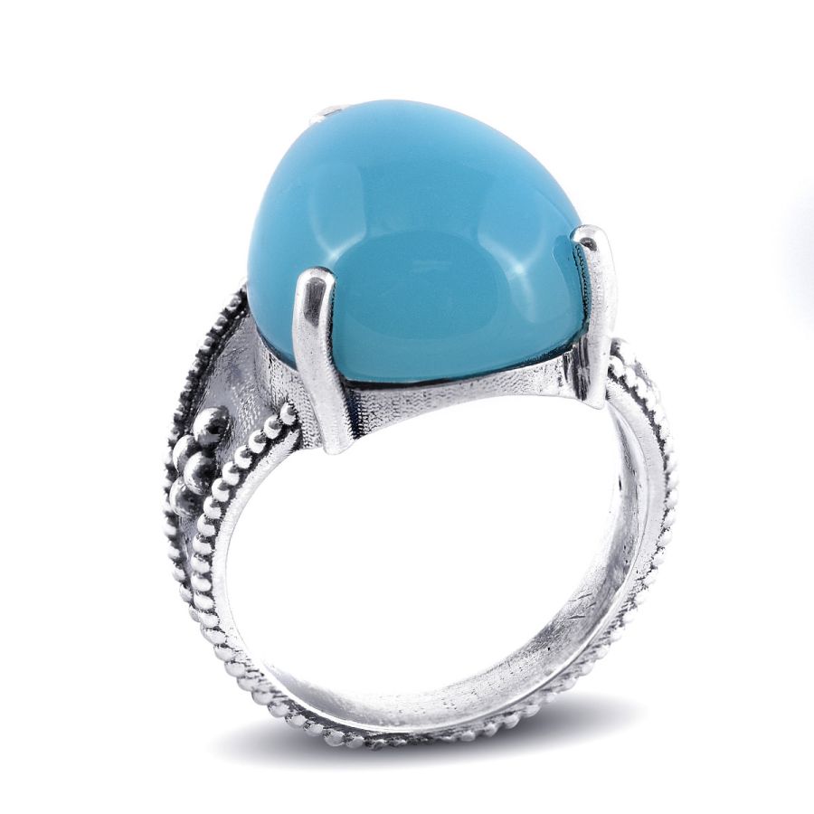 "Paraiba" color Agate 12.12 carats set in Silver Ring