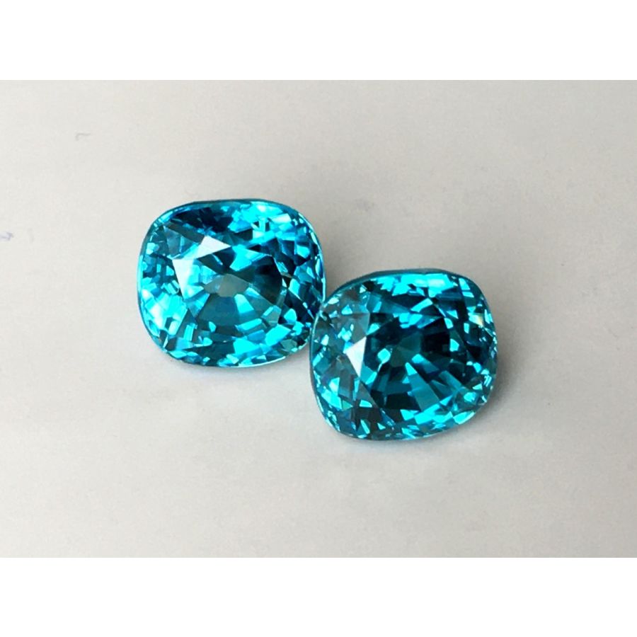 Natural Zircon Matching Pair blue color cushion shape 19.08 carats
