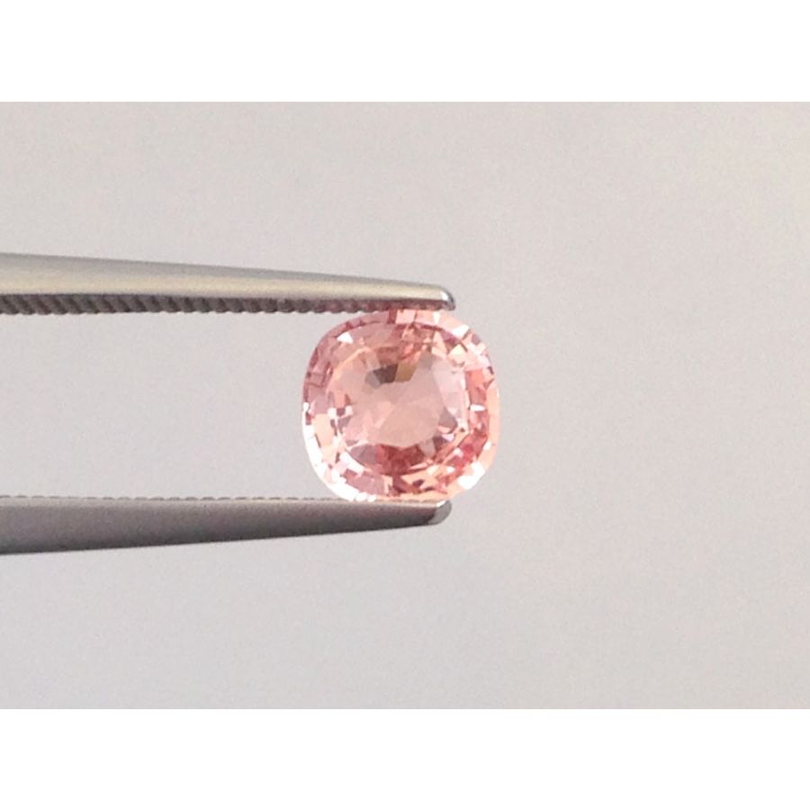 Natural Unheated Padparadscha Sapphire pastel pink-orange color cushion shape 1.03 carats with GRS Report